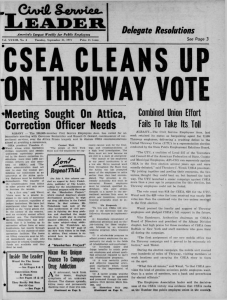 CSEA CLEANS ON THRUWAY Meeting Sought On Attica,