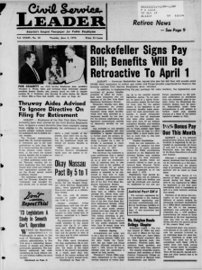 Rockefeller Signs Pay Bill; Benefits Will Be Retroactive To April 1