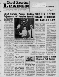 SUCHIN OPENS STATE HEARINGS ON TAYLOR LAW CSEA Serves Papers Seeking
