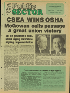 WINS OSHA McGowan calls passage a great union victory Bill on governor's desk,