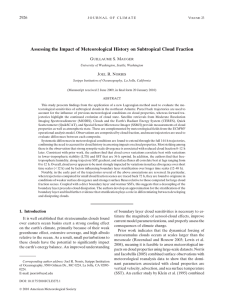 Assessing the Impact of Meteorological History on Subtropical Cloud Fraction 2926 G