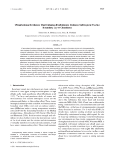 Observational Evidence That Enhanced Subsidence Reduces Subtropical Marine Boundary Layer Cloudiness 7507 T