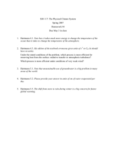 SIO 117: The Physical Climate System Spring 2007 Homework #4