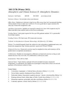 SIO 217B (Winter 2012) Atmospheric and Climate Sciences II: Atmospheric Dynamics