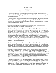 SIO 217C: Climate Spring 2014 Radiative Transfer Discussion Questions