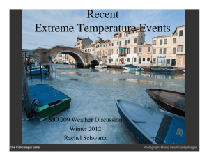 Recent Extreme Temperature Events SIO 209 Weather Discussion Winter 2012