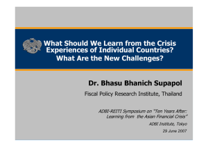 Dr. Bhasu Bhanich Supapol What Should We Learn from the Crisis