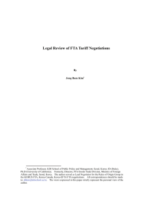 Legal Review of FTA Tariff Negotiations By Jong Bum Kim