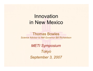 Innovation in New Mexico Thomas Bowles METI Symposium