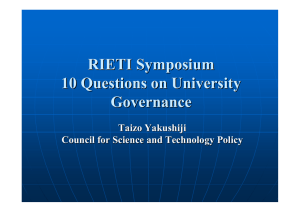 RIETI Symposium 10 Questions on University Governance Taizo