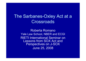 The Sarbanes-Oxley Act at a Crossroads