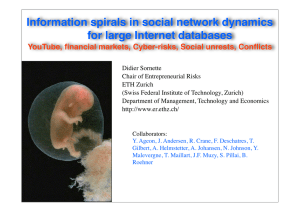 Information spirals in social network dynamics for large Internet databases