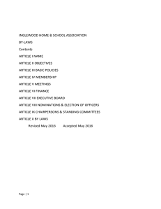 INGLEWOOD HOME &amp; SCHOOL ASSOCIATION BY-LAWS Contents