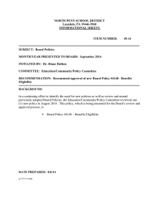 NORTH PENN SCHOOL DISTRICT Lansdale, PA 19446-3960 INFORMATIONAL SHEETS