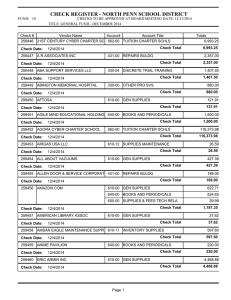 CHECK REGISTER - NORTH PENN SCHOOL DISTRICT