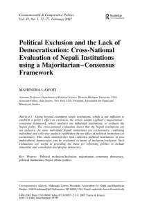 Political Exclusion and the Lack of Democratisation: Cross-National Evaluation of Nepali Institutions