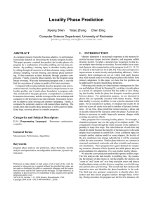 Locality Phase Prediction Xipeng Shen Yutao Zhong Chen Ding