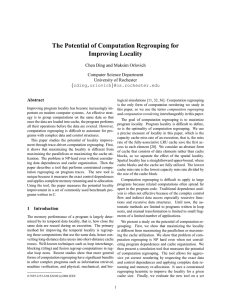 The Potential of Computation Regrouping for Improving Locality Computer Science Department