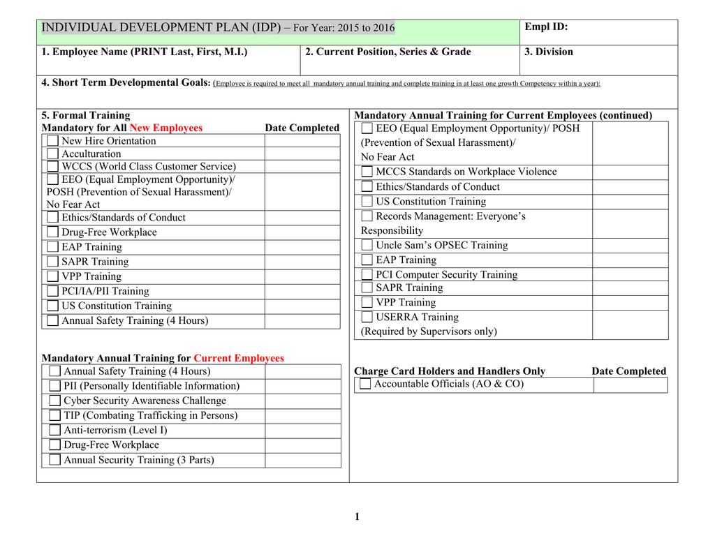 Individual Development Plan Idp Examples