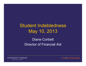 Student Indebtedness May 10, 2013 Diane Corbett Director of Financial Aid