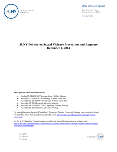 SUNY Policies on Sexual Violence Prevention and Response December 1, 2014