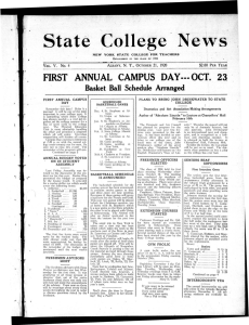 State College News FIRST ANNUAL CAMPUS DAY-OCT. 23 Basket Ball Schedule Arranged
