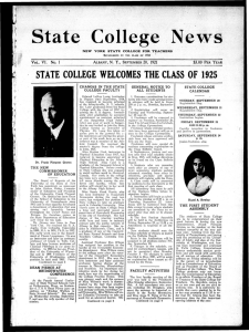 State College News STATE COLLEGE WELCOMES THE CLASS OF 1925