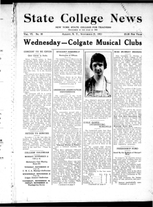 State College News Wednesday —Colgate Musical Clubs VI. No. 10 PER YEAR