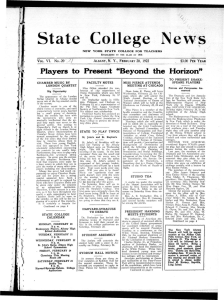 State College News Players to Present &#34;Beyond the Horizon&#34; VOL. VI. No.-20