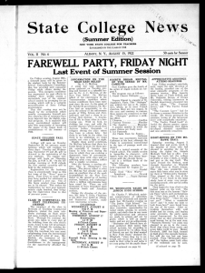 State College News FAREWELL PARTY, FRIDAY NIGHT Last Event of Summer Session