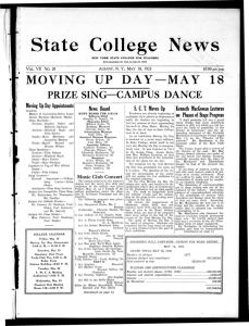 State College News MOVING UP DAY—MAY 18 PRIZE SING—CAMPUS DANCE