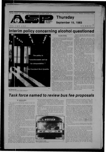 Thursday Interim policy concerning alcohol questioned September 15, 1983 grfi*.