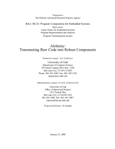 BAA 00-23: Program Composition for Embedded Systems