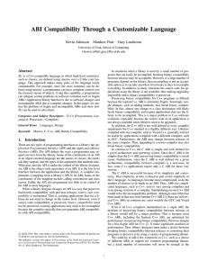 ABI Compatibility Through a Customizable Language Kevin Atkinson Matthew Flatt Gary Lindstrom