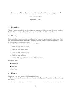 Homework Form for Probability and Statistics for Engineers 1 Overview ∗