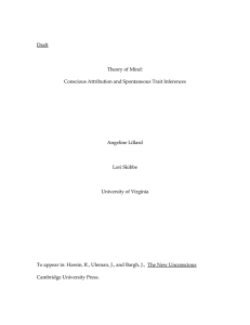 Draft Theory of Mind: Conscious Attribution and Spontaneous Trait Inferences