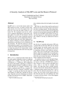 A Security Analysis of My.MP3.com and the Beam-it Protocol Abstract