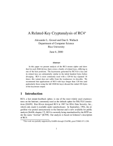 A Related-Key Cryptanalysis of RC4 Department of Computer Science Rice University