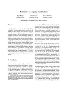 Termination in Language-based Systems Algis Rudys John Clements Dan S. Wallach