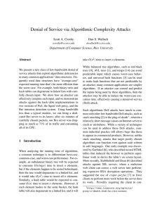 Denial of Service via Algorithmic Complexity Attacks Scott A. Crosby