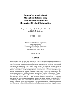 Source Characterization of Atmospheric Releases using Quasi-Random Sampling and Regularized Gradient Optimization