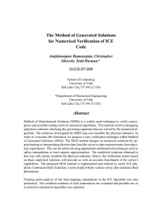 The Method of Generated Solutions for Numerical Verification of ICE Code