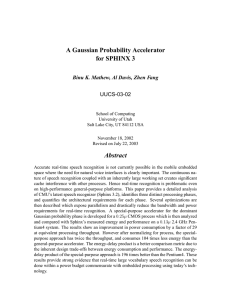 A Gaussian Probability Accelerator for SPHINX 3 UUCS-03-02