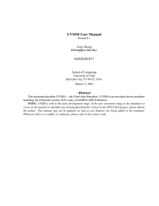 UVSIM User Manual Abstract Lixin Zhang UUCS-03-011