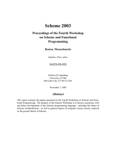 Scheme 2003 Proceedings of the Fourth Workshop on Scheme and Functional Programming