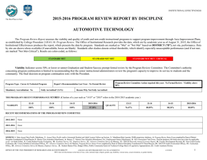 2015-2016 PROGRAM REVIEW REPORT BY DISCIPLINE AUTOMOTIVE TECHNOLOGY