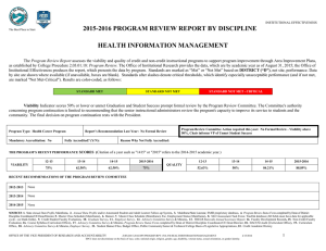 2015-2016 PROGRAM REVIEW REPORT BY DISCIPLINE HEALTH INFORMATION MANAGEMENT