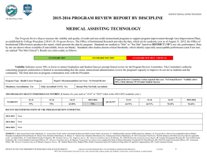 2015-2016 PROGRAM REVIEW REPORT BY DISCIPLINE MEDICAL ASSISTING TECHNOLOGY