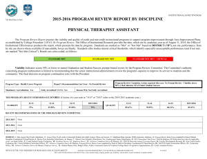 2015-2016 PROGRAM REVIEW REPORT BY DISCIPLINE PHYSICAL THERAPIST ASSISTANT