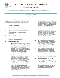 DEVELOPMENTAL ENGLISH COMMITTEE  MINUTES FOR 2015-2016